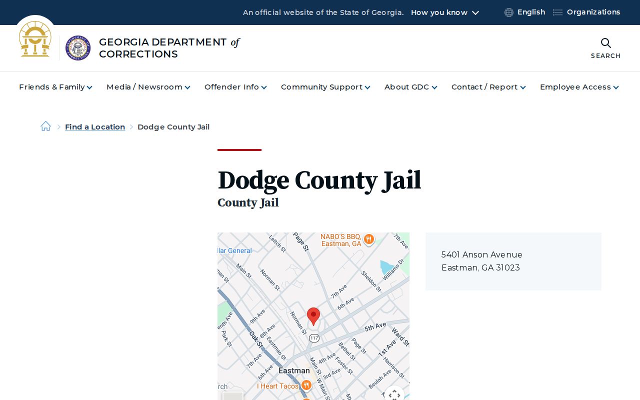 Dodge County Jail release records contact listing
