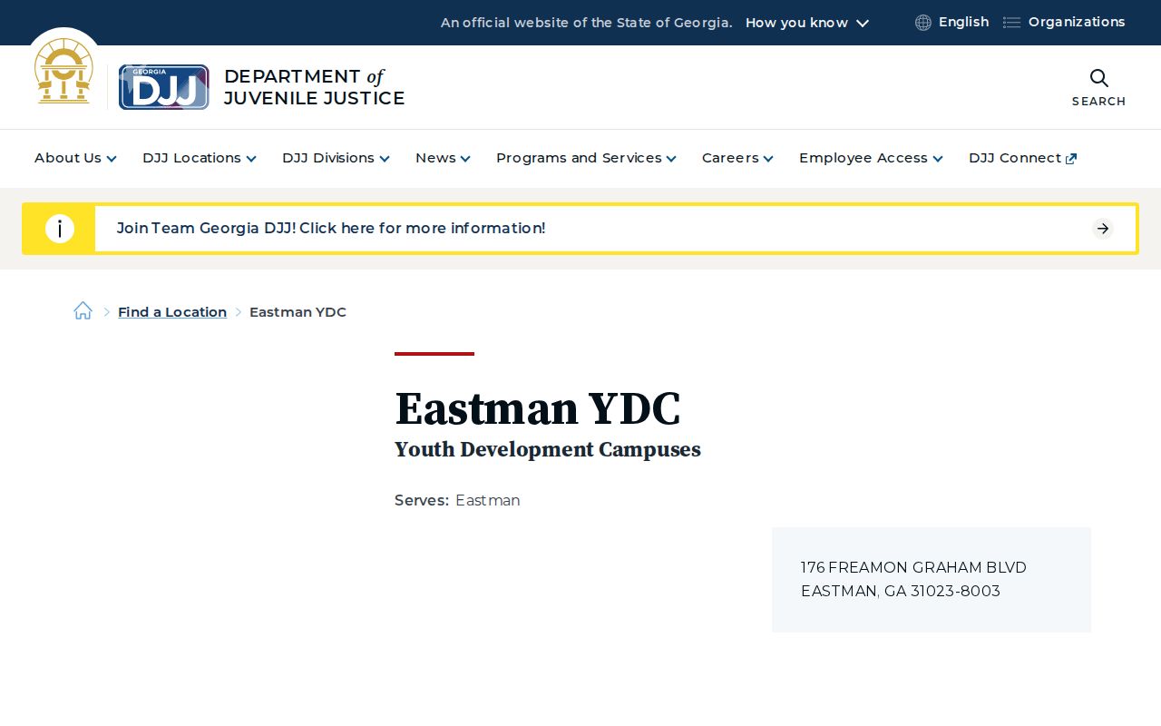 Eastman YDC youth release records contact page