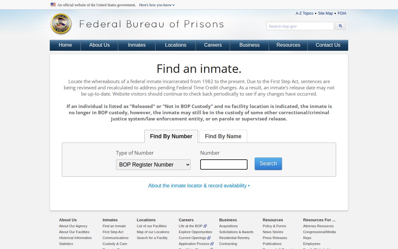 BOP federal release locator for Dodge County custody transfers